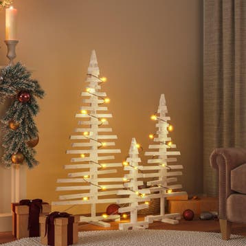 vidaXL Kerstdecoraties kerstboom 3 st massief grenenhout, Diversen, Verzenden, Nieuw