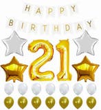 Birthday Queen 21 ballonnen en sjerp goud, Verzenden, Nieuw, Versiering, Verjaardag