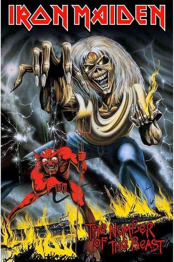 Iron Maiden Number of the Beast Textielposter of merchandise, Verzamelen, Ophalen of Verzenden, Nieuw, Poster, Artwork of Schilderij