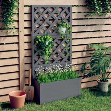 vidaXL Plantenbak met latwerk 65x33x135 cm HKC, Verzenden, Nieuw, 60 tot 100 cm, 60 cm of meer