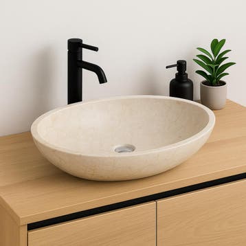 Wasbak | Wastafel | Marmer | 60x40x12 | Natuursteen | Crème, Verzenden, Nieuw