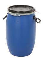 Kunststof vat 60 liter blauw met zwart klemdeksel, Ophalen of Verzenden