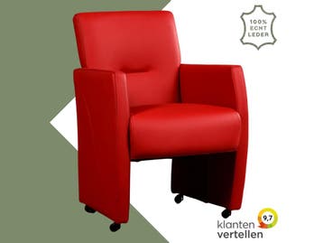 Leren eetkamerstoel Pleasure - Toledo Ducati (rood) - Met, Eigentijds, Modern, Nieuw, Leer, Ophalen of Verzenden