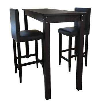 vidaXL Bartafel met 2 barkrukken zwart, Verzenden, Nieuw