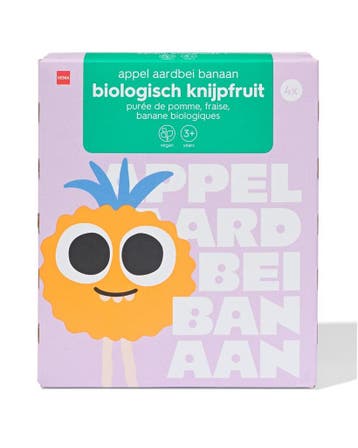 HEMA Knijpfruit aardbei-appel-banaan 4x90g, Verzenden