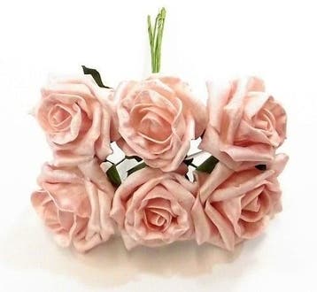 Foamroos Princess Kleurvast Pearl Roze 6 cm Bundel 6 stuks, Ophalen of Verzenden, Nieuw