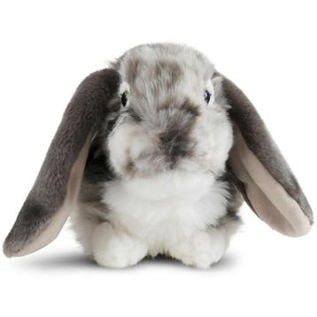 Grijs/wit konijn knuffel - pluche - 30 cm - hangoor, Verzenden, Nieuw