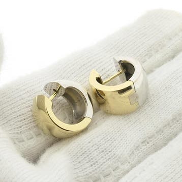 Quinn bicolor gouden klapcreolen; Ø 14,0 mm (Oorbellen), Sieraden, Tassen en Uiterlijk, Ophalen of Verzenden, Gebruikt, Goud, Goud