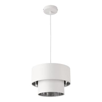 Design hanglamp Lopar 149 cm metaal en stof E27 Ø30 wit, Verzenden, Nieuw