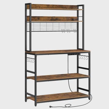VASAGLE Keukenrek met Stopcontacten en 14 Haken - 100x40x170, Huis en Inrichting, Verzenden, Nieuw