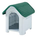Hondenhok Bello kunststof wit en groen 75x59x66 cm [en.casa], Verzenden, Nieuw