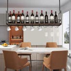 Wijnrek Borejle wandrek zwart en walnootkleurig 120x30x64 cm, Huis en Inrichting, Verzenden, Nieuw