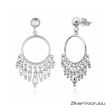 Zilveren bohemian oorhangers studs, Verzenden, Nieuw, Zilver