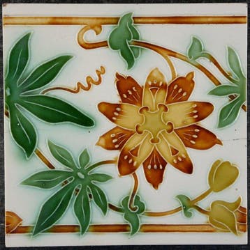 Jugendstil Tegel - Passiebloem - Societe Generale de