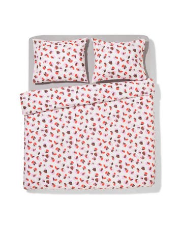 HEMA Dekbedovertrek 200x200/220cm zacht katoen bloemen, Verzenden, Nieuw, Roze