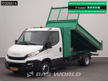 Iveco Daily 35C18 3.0L Kipper met Kist Dubbellucht 3,5t Trek, Stof, Gebruikt, Euro 6, Iveco