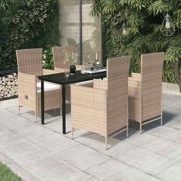 vidaXL 5-delige Tuinset met kussens beige, Verzenden, Nieuw, 4 zitplaatsen, Tuinset