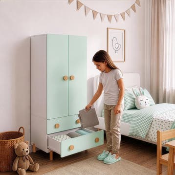 Kinderkledingkast Vaarentaa 156x60x41 cm mintgroen [en.casa], Verzenden, Nieuw