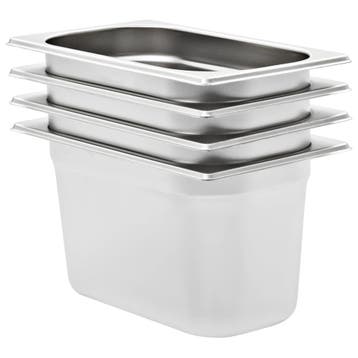 vidaXL Gastronormbakken 4 st GN 1/4 150 mm roestvrij staal, Verzenden, Nieuw