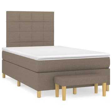 vidaXL Boxspring met matras stof taupe 120x190 cm, Verzenden, Nieuw, 190 cm of minder, Twijfelaar