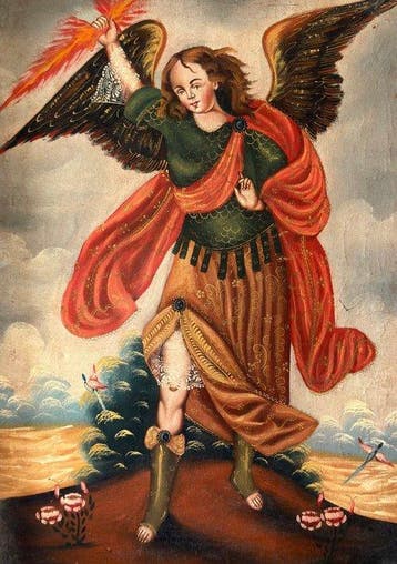 School of Cuzco, late 19th – early 20th century. - Angel, Antiek en Kunst, Kunst | Schilderijen | Klassiek