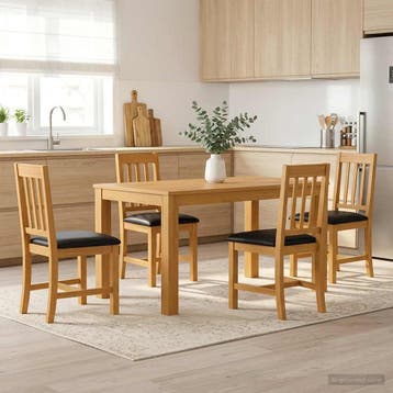 vidaXL Eetkamerset VENLO 5 st Zwart 150 x 85 x 75 cm Massief, Verzenden, Nieuw