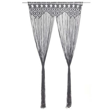 vidaXL Gordijn macramé 140x240 cm katoen antraciet, Verzenden, Nieuw