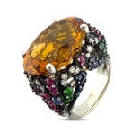Ring - 18 karaat Exclusieve 18K witgouden 10,0ct citrien en, Nieuw