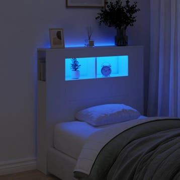 vidaXL Hoofdeinde met LED 100x18,5x103,5 cm bewerkt hout, Verzenden, Nieuw, Wit, Hout