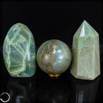 Natuurlijke groene maansteen – harmonische set van obelisk,