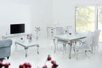 Eettafel Modern Barok 180cm wit zilver/ 37903, Huis en Inrichting, Tafels | Eettafels, Ophalen of Verzenden, Nieuw