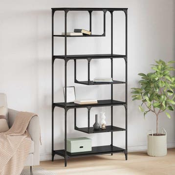 vidaXL Boekenkast 6-laags 81 x 36 x 176 cm Bewerkt hout, Huis en Inrichting, Minder dan 50 cm, Verzenden, Nieuw, 150 tot 200 cm