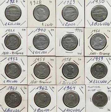 Portugal. Lote de 16 Moedas de 1 Escudo 1927/1968 – Inclui