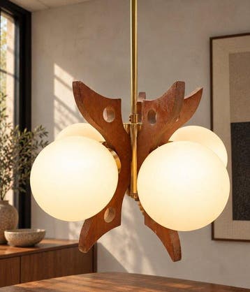 Szarvas - Plafondlamp - Hout, Glas