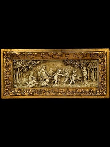 Reliëf, Corteo di Putti, gusto rococò Luigi XV - 25 cm -