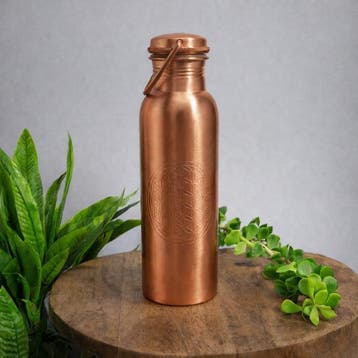 Puur koperen waterfles flower of life mat met handgreep ±, Ophalen of Verzenden, Nieuw