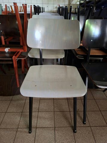 10x Galvanitas S16 Schoolstoel Zwart / Grijs Gebruikt, Gebruikt, Grijs, Hout