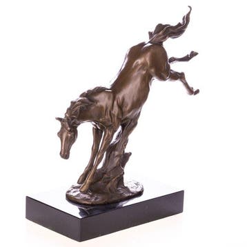 Figuur - Bronzefigur Pferd - Brons, Marmer