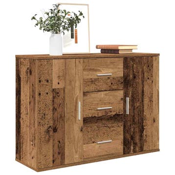 vidaXL Dressoir 90x29,5x65 cm bewerkt hout oud houtkleurig, Verzenden, Nieuw, Overige houtsoorten