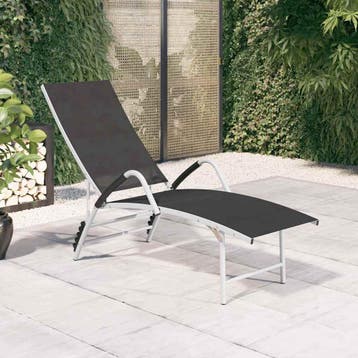 vidaXL Ligbed textileen en aluminium zwart, Verzenden, Nieuw
