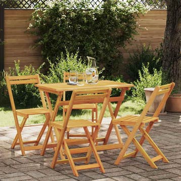 vidaXL Bistroset 5 st Olie naturel Massief Acaciahout, Verzenden, Nieuw, 5 zitplaatsen