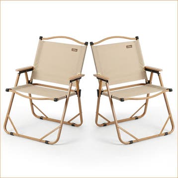 NIVADA Campingstoel 2pcs Beige - Opvouwbaar - 120kg, Caravans en Kamperen, Kampeermeubelen, Ophalen of Verzenden, Nieuw