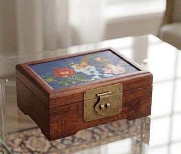 Doos - Hout, Emaille, Messing, Antiek en Kunst