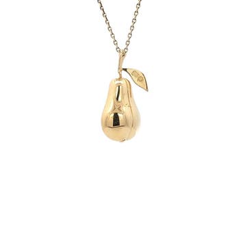 Gouden hanger peer met diamant 18 karaat, Sieraden, Tassen en Uiterlijk, Verzenden, Zo goed als nieuw, Goud