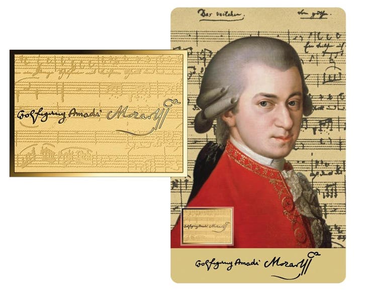 Wolfgang A. Mozart | 24 karaat Gouden Munt Coincard, Postzegels en Munten, Edelmetalen en Baren, Verzenden