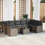 vidaXL Tuin Sofa Set met kussen 10 pcs Grijs Poly riet, Tuin en Terras, Verzenden, Nieuw, Rotan, Meer dan 8 zitplaatsen