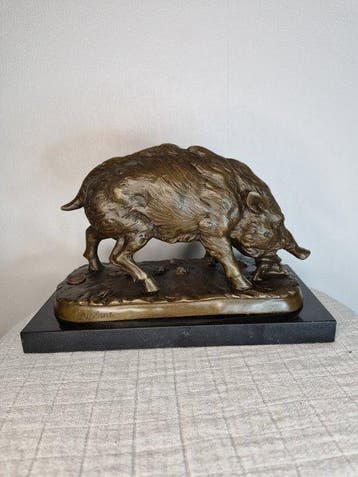 Pierre-Jules Mène (1810-1879) - Beeld, Bronzen wild zwijn op