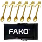 Fako Bijoux - 6x Theelepel / Koffielepel Hangende Kat - Goud, Verzenden, Nieuw