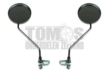 Spiegelset met klem schroef M8 chroom / zwart universeel, Ophalen of Verzenden, Nieuw, DMP