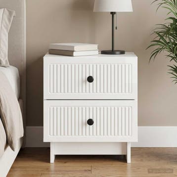 vidaXL Nachtkastje Hoogglans Wit 43 x 34,5 x 47,5 cm Bewerkt, Minder dan 45 cm, Verzenden, Nieuw, Minder dan 55 cm